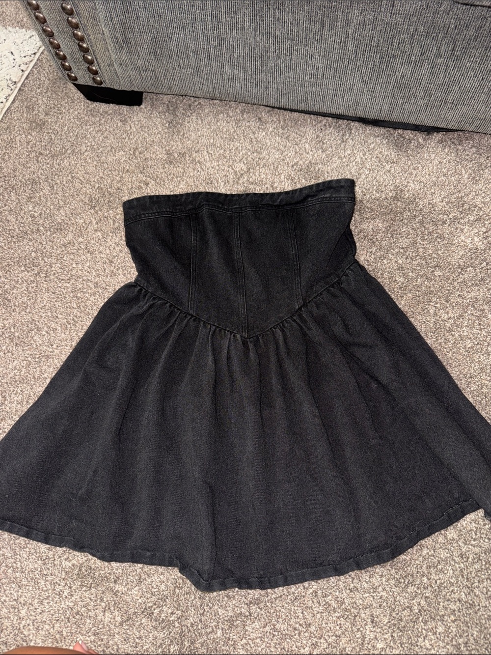 Black Strapless Denim Dress
